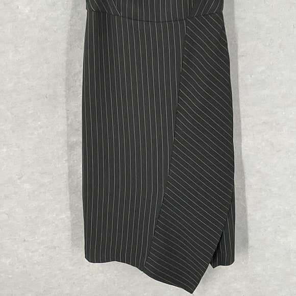 White House Black Market Dress Women 2 Asymmetric Sleeveless Pinstriped Career - Picture 5 of 14